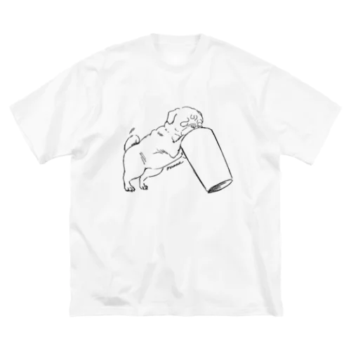 ゴミ箱あさりパグ ビッグシルエットTシャツ