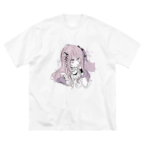 ピンク✖紫系の地雷女の子 ビッグシルエットTシャツ