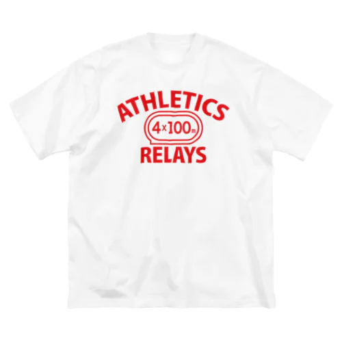 4×100mリレー・リレー競走・赤・陸上競技・400メートルリレー走・デザイン・Tシャツ・陸上部・男子・女子・ジュニア・入賞・有力・確実・候補・有望・応援・精神力・集中力・日本人・陸上魂 ビッグシルエットTシャツ