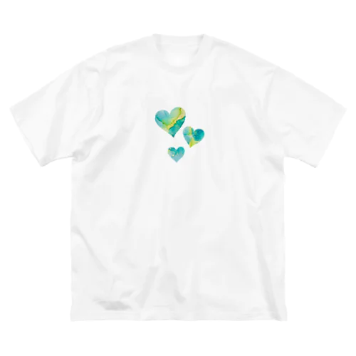 ブルーグリーン　ハート Big T-Shirt