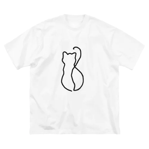 猫　ライン ビッグシルエットTシャツ