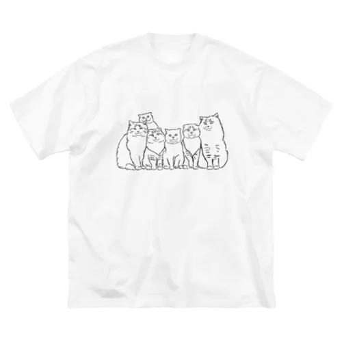 仲良し6キャット　線画 Big T-Shirt