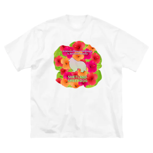 シェルティ　hibiscus　花言葉　onehappiness ビッグシルエットTシャツ