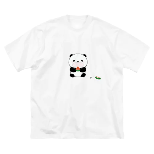 スイカを食べるパンダ ビッグシルエットTシャツ