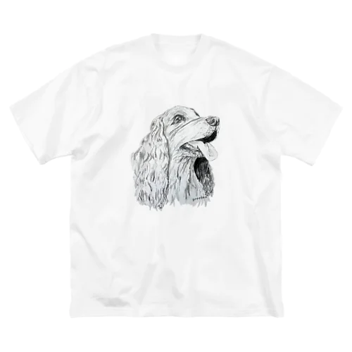 コッカースパニエル　アート犬　　ホワイト ビッグシルエットTシャツ