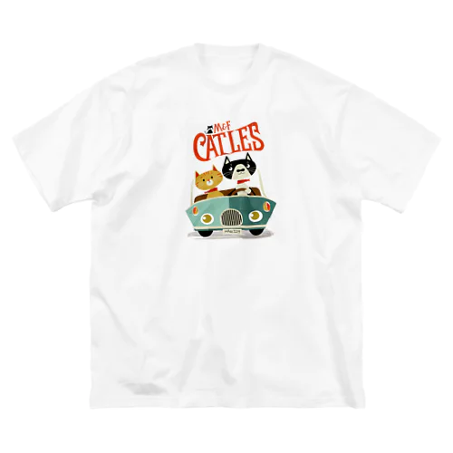 CATLES CAR DRIVE ハチワレ猫とキジトラ猫のドライブ Big T-Shirt