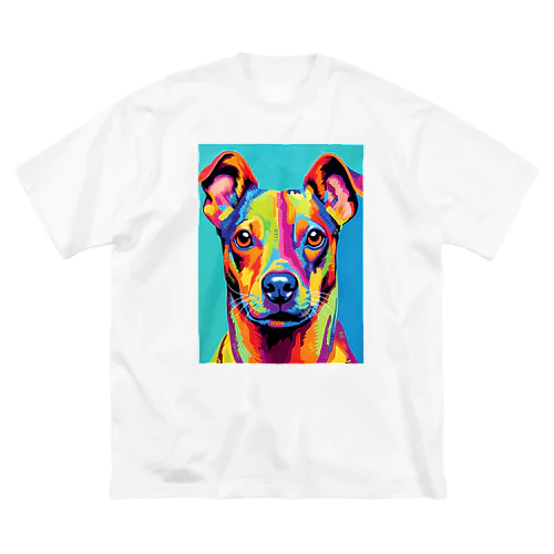 カラフルアートなお犬 ビッグシルエットTシャツ