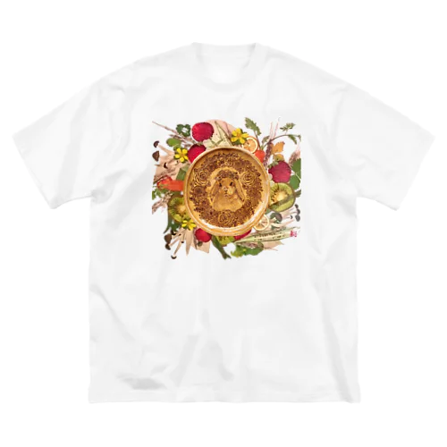 野菜の押し花と焼き絵のうさぎ ビッグシルエットTシャツ