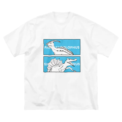 戯画ザウルス(パラサウロロフス・スピノサウルス) ビッグシルエットTシャツ