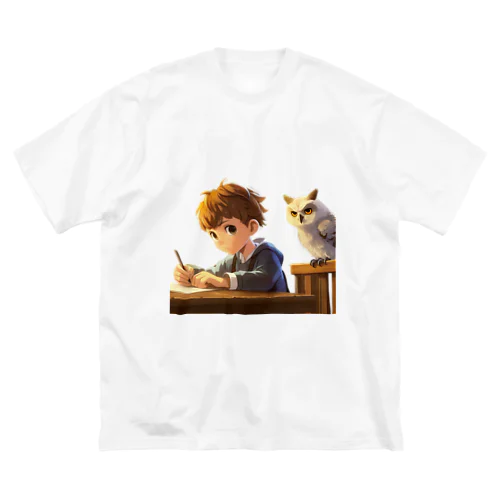 少年の宿題とフクロウ先生 ビッグシルエットTシャツ