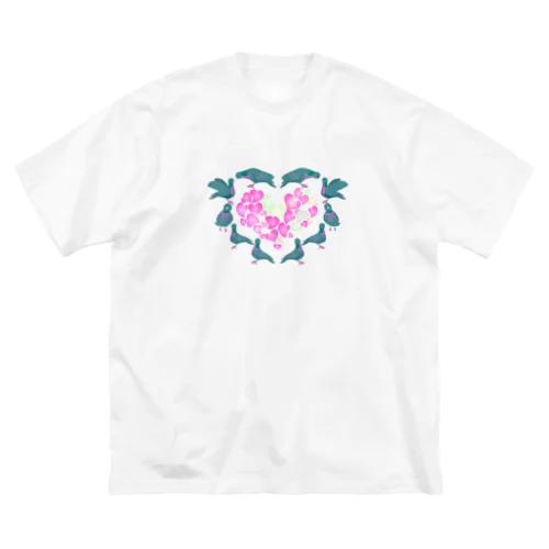 鳩ハート ビッグシルエットTシャツ