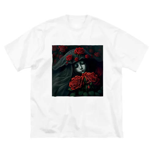 赤い薔薇の休息 ビッグシルエットTシャツ