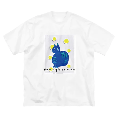 Cat blue  ビッグシルエットTシャツ