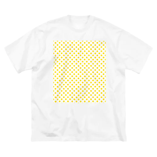 水玉　黄色と白 ビッグシルエットTシャツ