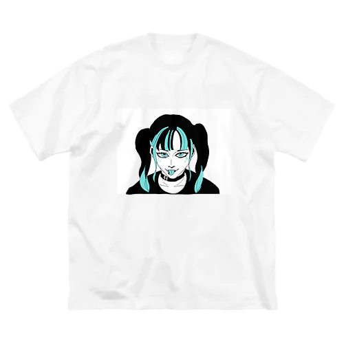 stick out your tongue:blue ビッグシルエットTシャツ