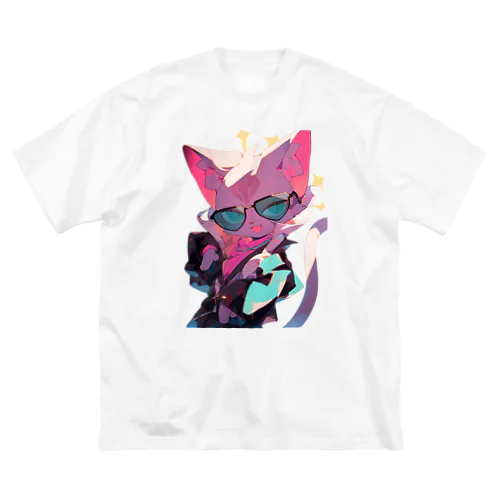 サングラスを掛けた猫06　枠なし Big T-Shirt