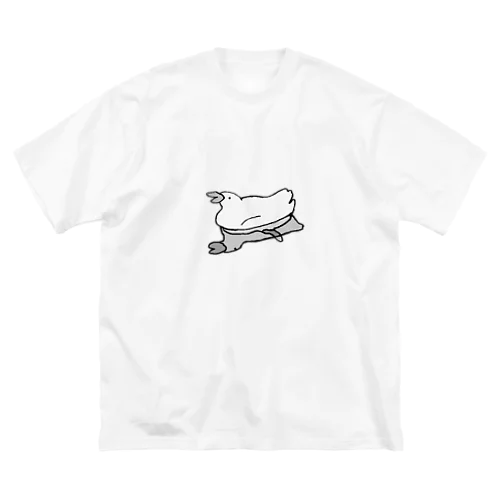 すいすいアヒル（モノクロ） ビッグシルエットTシャツ