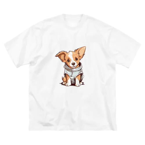 パーカーを着ているワンちゃん ビッグシルエットTシャツ