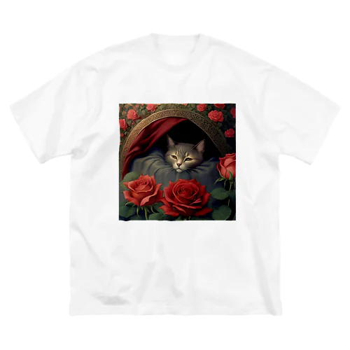 ねこちゃんとお花 ビッグシルエットTシャツ