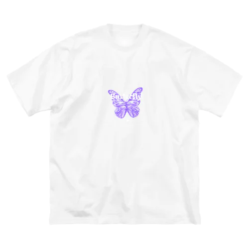 綺麗なパープルの蝶々イラスト ビッグシルエットTシャツ