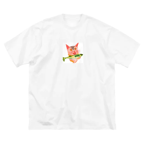 秋刀魚を美味しそうに食べる猫 Big T-Shirt