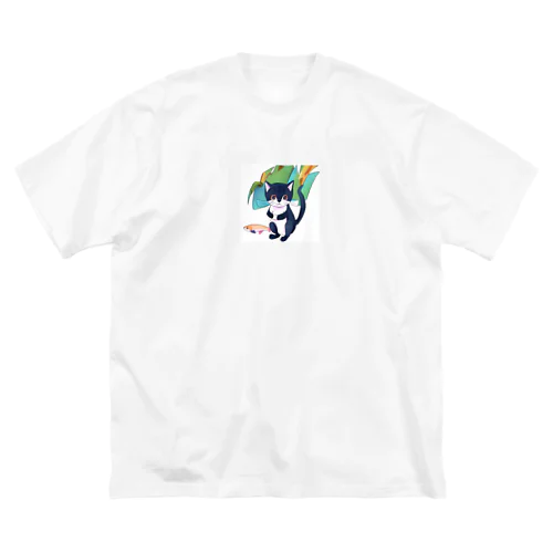 魚を捕えた子猫 Big T-Shirt