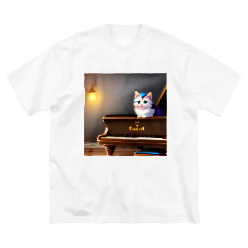 子猫ピアニスト-2 ビッグシルエットTシャツ