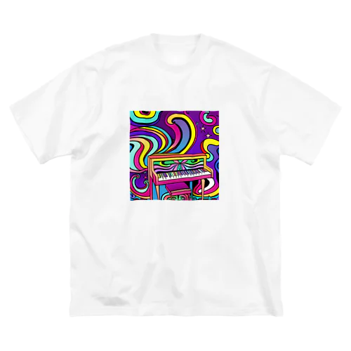 鮮やかなピアノ柄 ビッグシルエットTシャツ