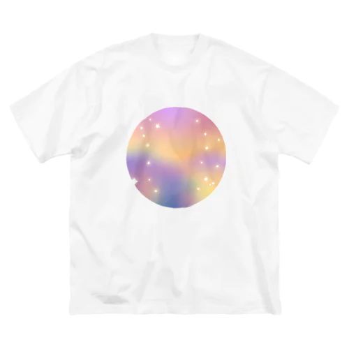 パステルカラーの夜空に浮かぶ星たち！遅すぎることはない！ ビッグシルエットTシャツ