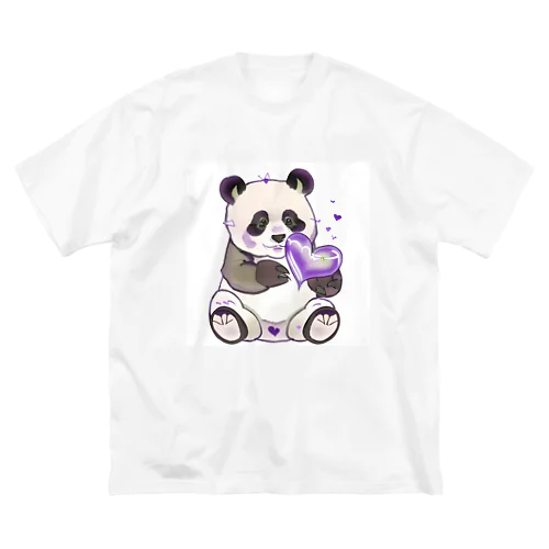 愛を送る紫パンダ ビッグシルエットTシャツ