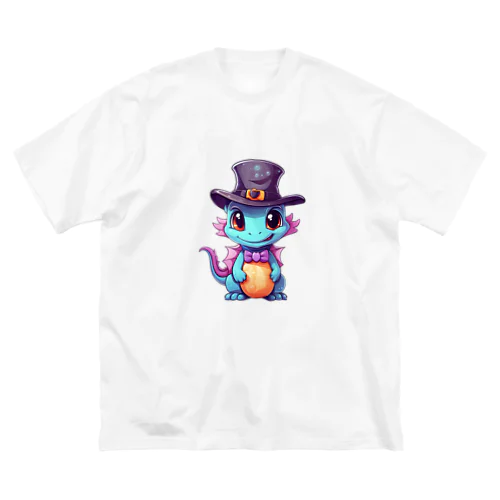 トップハットをかぶったドラゴン ビッグシルエットTシャツ