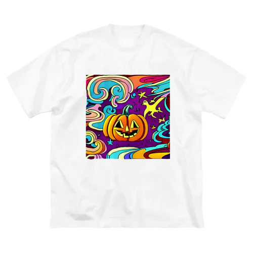 ハロウィン、カボチャとアヒル ビッグシルエットTシャツ