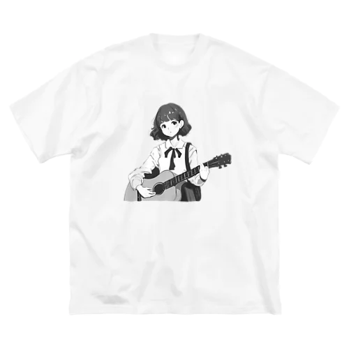 ギターを弾く女の子 ビッグシルエットTシャツ
