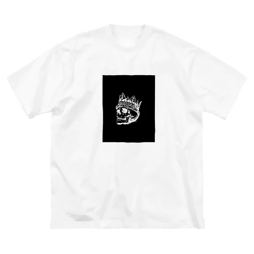 Black White Illustrated Skull King  ビッグシルエットTシャツ