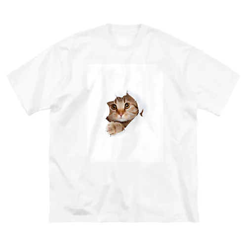 White Free Cute Funny Cat T-shirt Big T-Shirt