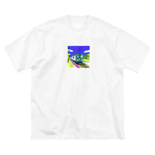 緑色の電車 ビッグシルエットTシャツ