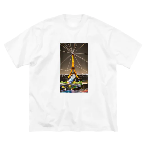 エッフェル塔 夜景 グッズ ビッグシルエットTシャツ