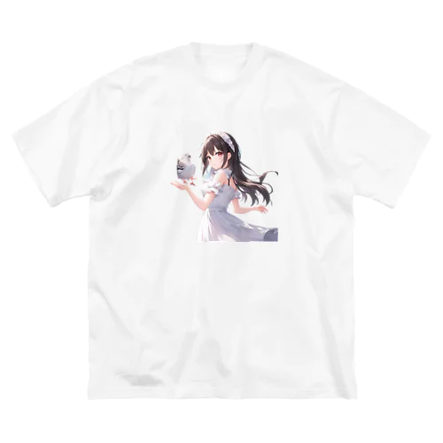 鳥界のアイドル❤️鳩のハトコ様 ビッグシルエットTシャツ