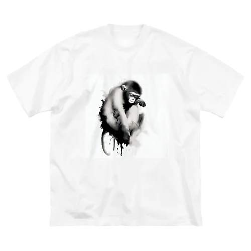 水墨画シリーズ　猿 Big T-Shirt