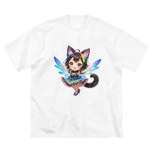 妖精のハロウィンフェス（黒猫2） ビッグシルエットTシャツ