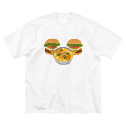 かつ丼とハンバーガー２個 ビッグシルエットTシャツ