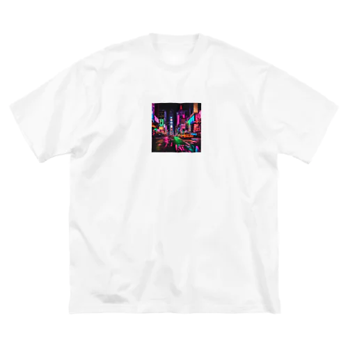 ネオン 夜景 ビッグシルエットTシャツ