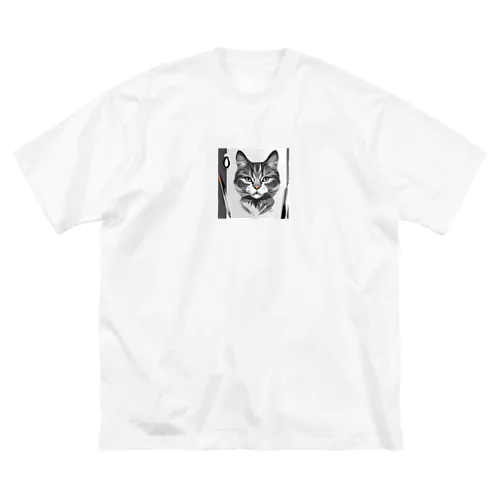 イラスト　猫 ビッグシルエットTシャツ