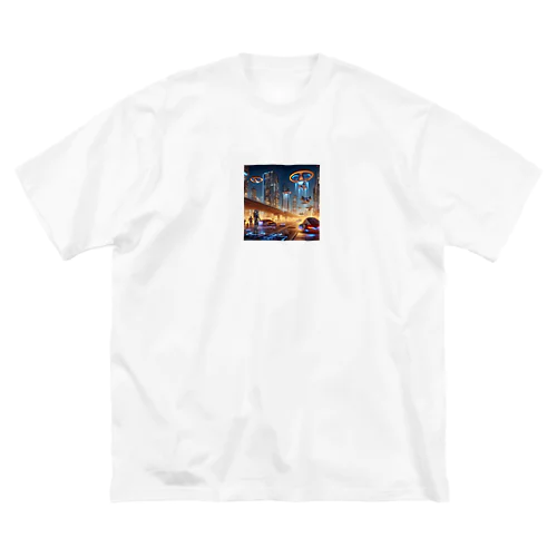 未来の高層ビル大都市③ ビッグシルエットTシャツ