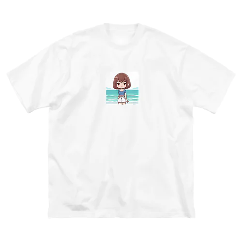 海辺のかわいい女の子③ ビッグシルエットTシャツ