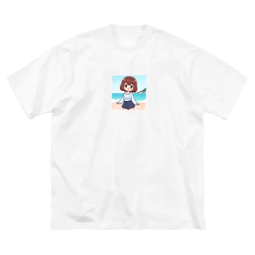 海辺のかわいい女の子④ ビッグシルエットTシャツ