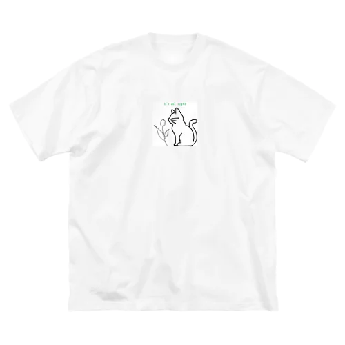 チューリップとねこ ビッグシルエットTシャツ