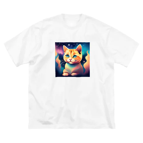 夜空を見つめる猫 Big T-Shirt