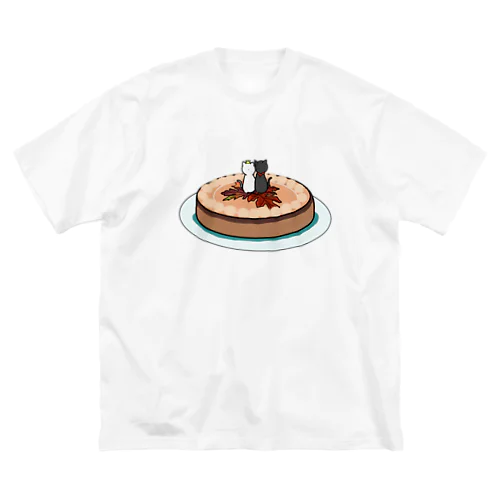 秋のケーキとマーサー猫 ビッグシルエットTシャツ