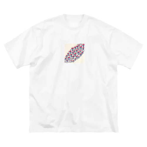 ドット絵　クラゲの大群 ビッグシルエットTシャツ